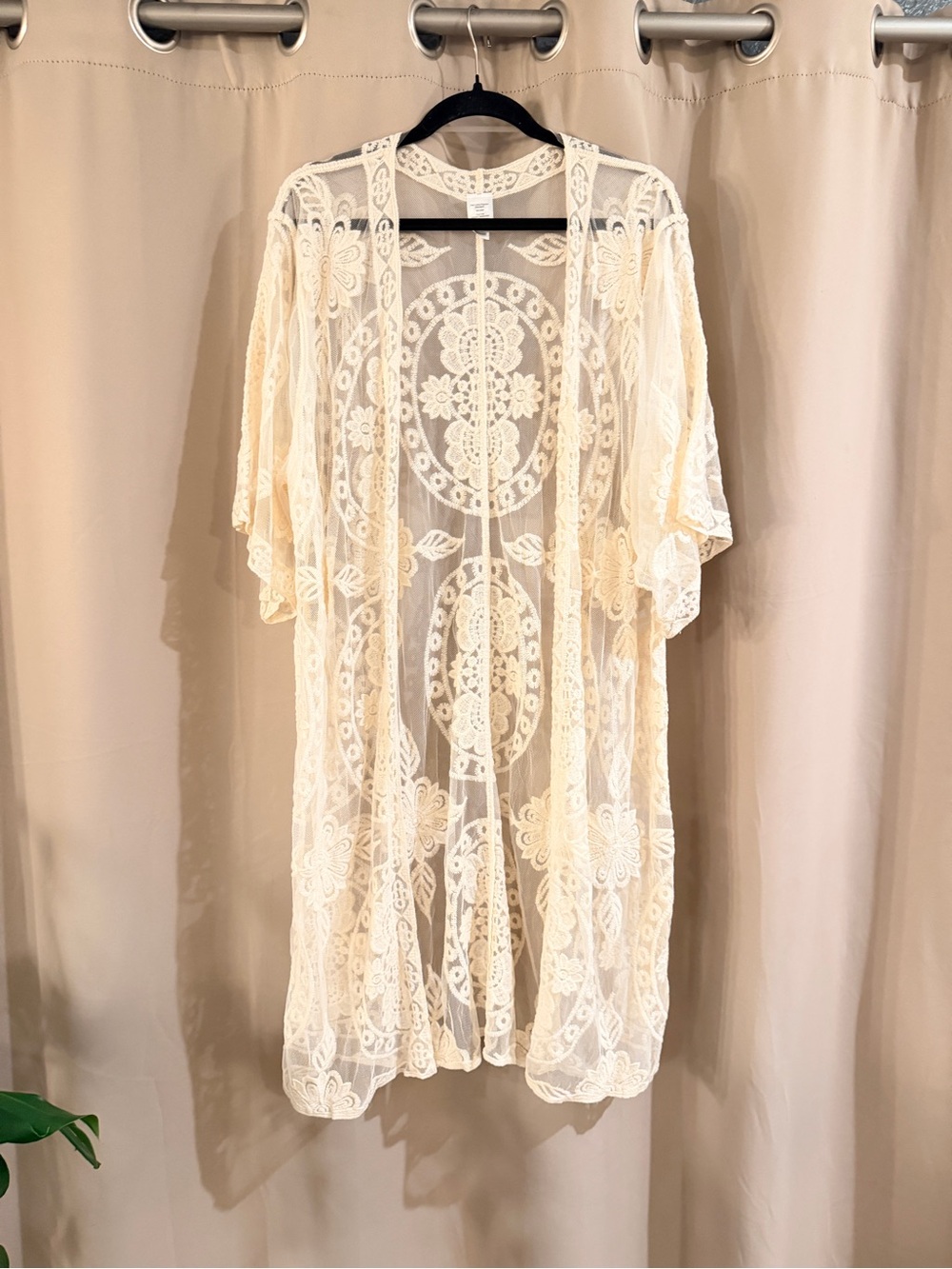 Sheer Lace Throw Over in Cream